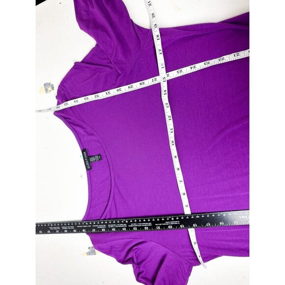 Eileen Fisher Plum Bateau NK Tunic Womens Purple Long Sleeve Asymmetrical Hem To - Picture 7 of 7